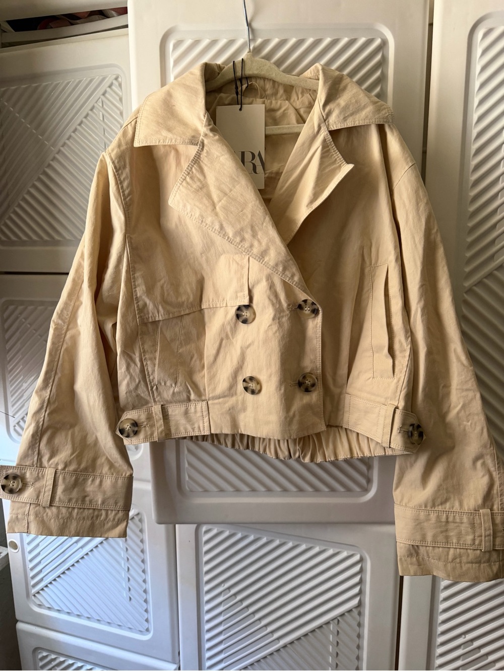 Zara Girls Beige Cropped Trench Jacket